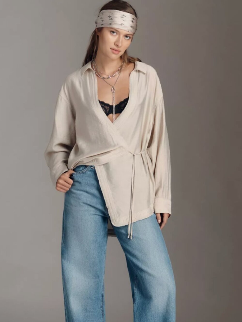 Pilcro Wrapped V-Neck Blouse